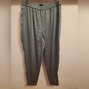 GUESS high rise satin jogger.  Elastic waistband and cuffs. Green sage. Size L.